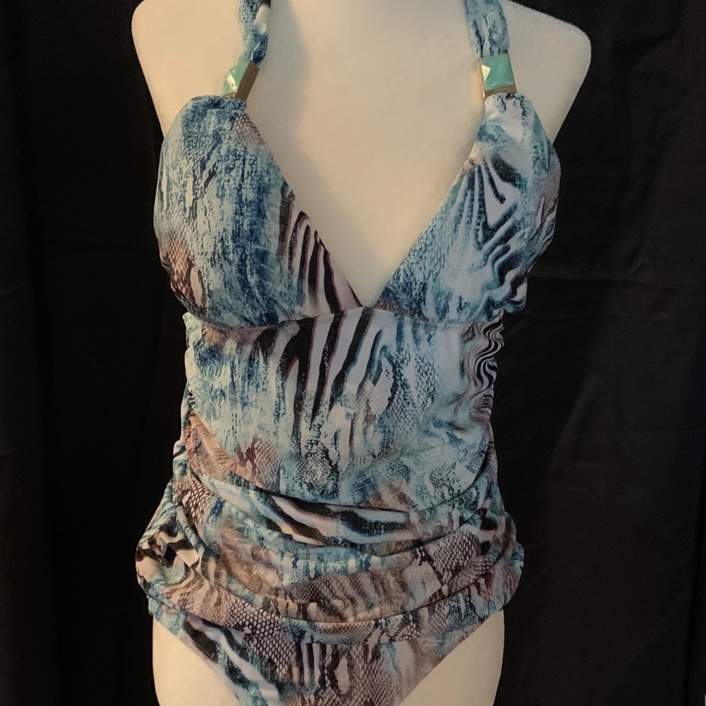 Hermanny Tankini Halter Multi Animal print size 10